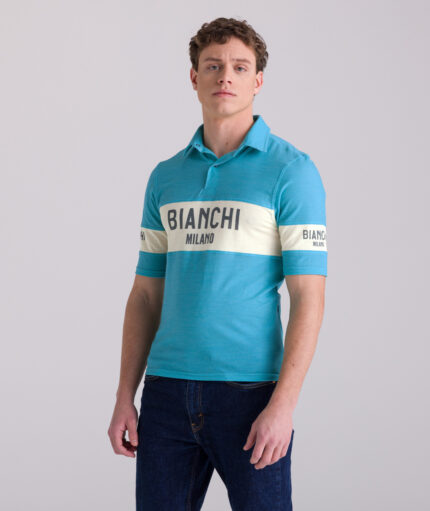 Tricou polo Bianchi Santini retro casual din lana si poliamide