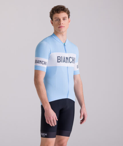 Tricou ciclism Bianchi Santini Retro Celeste